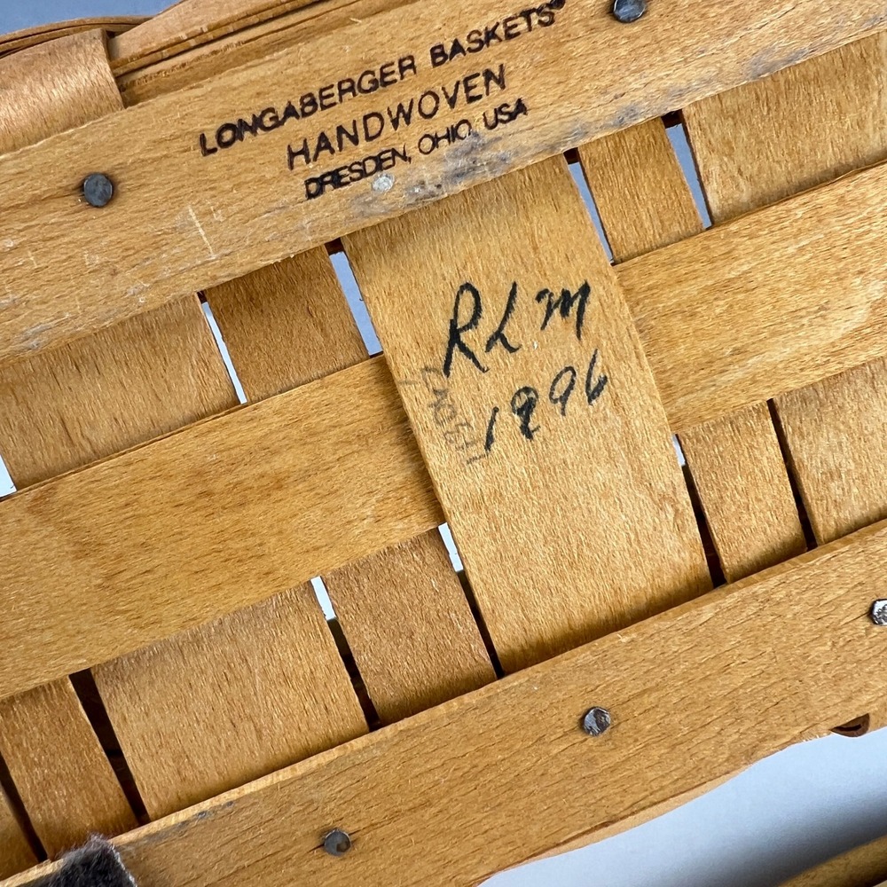 Longaberger Recipe Basket Small Brown Wood Lid Protector 17418 Farmhouse Decor - Picture 8 of 16